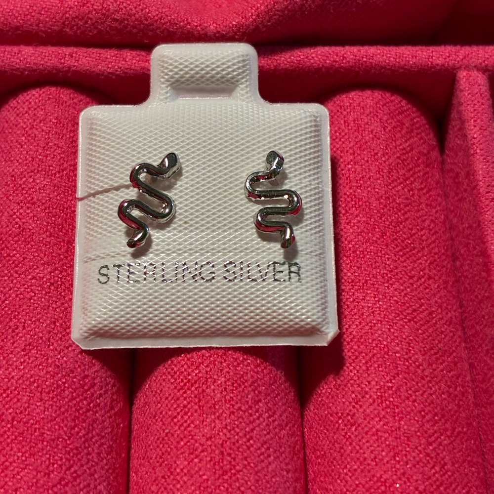 Sterling Silver Snake Earrings 925